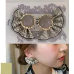573＊2way グレージュ パール 刺繍リボン