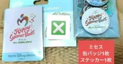 ミセス　缶バッジ白1枚、ステッカー1枚 ディズニー　ミセスグリーンアップル