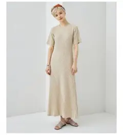 STUDIOS オリーブグリーン リブニット ロングワンピース Mサイズ