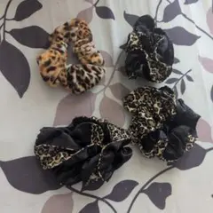 ヒョウ柄ヘアゴム4個セットシュシュ