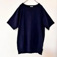 【GU】メンズトレーナーＴシャツ（L）定番 丸襟 ネイビー