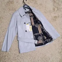 タグ付き　vera pelle Rufus　レザージャケット　裏地総柄　グレー