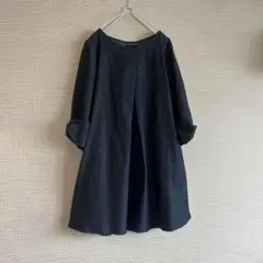 【美品】as know as☆インディゴデニム袖リボンワンピース ゆったり