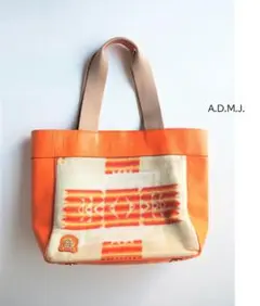 エーディーエムジェイ ブランケット トートバッグ レザー 日本製 A.D.M.J