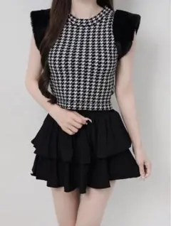 Lumignon Houndstooth fur knit top