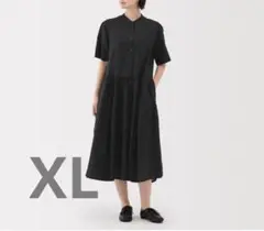 無印良品　ヘンプコットン　半袖ワンピース 婦人ＸＬ・黒