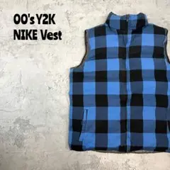 00's Y2K NIKE ナイキ　リバーシブルバッファローチェックダウンベスト