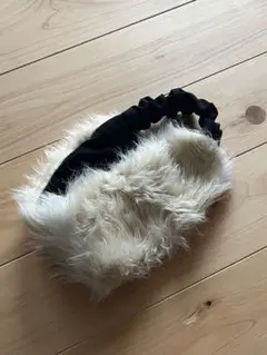 アイボリー ファー ヘアバンド