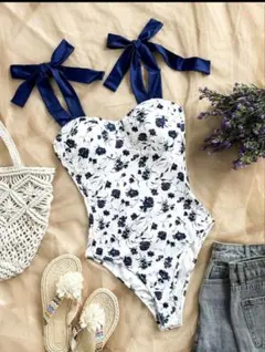 shein 花柄　ボディスーツ