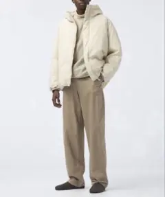 ユニクロU ワイドフィットチノ 丈長め ブラウン 茶色 UNIQLO パンツ