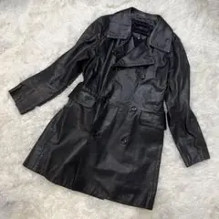 極美品✨Umii908 45rpm ロングコート ゴートレザー 総柄 ブラック