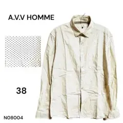 ★美品★A.V.V HOMME 長袖シャツ ドット柄 総柄 38 ワイシャツ