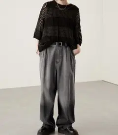Alfred Alex グラデーションワイドシルエットデニムパンツ