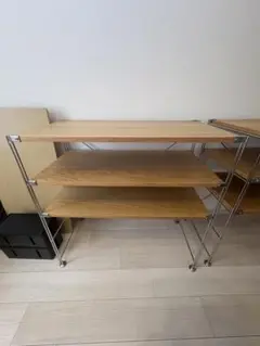 無印良品 ステンレスユニットシェルフ オーク材棚セット ワイド 小