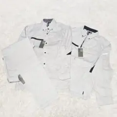 ロッキー ROCKY 3点セット 作業服 作業着 薄手 白 グレー M
