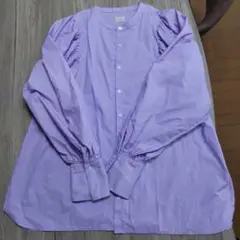 ラベンダー パフスリーブ シャツ