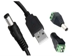 DC5521 オス to Type-A USB-A オス 充電ケーブル