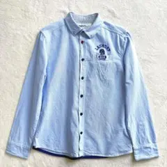 LAUNDRY 刺繍入りライトブルーシャツ長袖Sサイズ コットン100%