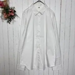 ユニクロ　ストレッチシャツ　【L】　オフホワイト　長袖　レギュラーカラー