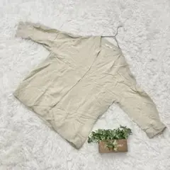 美品✨【UNIQLO】ユニクロ リネンブレンドスキッパーシャツ 七分袖 (M)