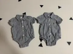 baby GAP チェック柄ロンパース 3-6ヶ月　双子　ペア