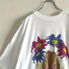 used アニマルTシャツ うさぎ 花柄 ビッグシルエット エジプト製 古着