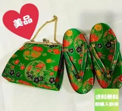 【美品】七五三　女の子　草履とバックセット　緑
