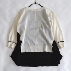 【美品】24SS ダイアグラム バイカラークルーニットトップ