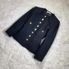 イヴサンローラン ノーカラージャケット 金ボタン 羊毛 フランス製 ヴィンテージ