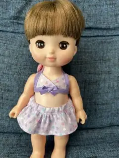 メルちゃん　ソランち服　水着セット　紫色ハート柄