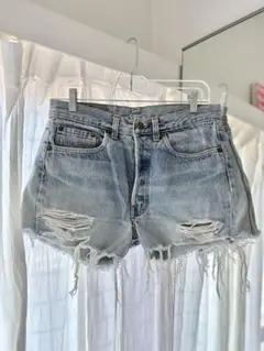 Levi's リーバイス 夏 ライトブルー 赤タグ デニムショートパンツ ひげ