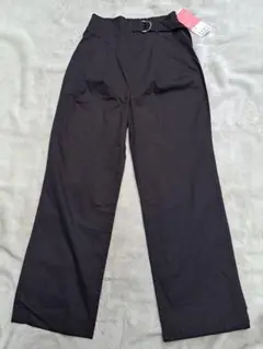 新品　ナノユニバース　綿100%ワイドパンツ　ウエストゴム　黒　F　レディース