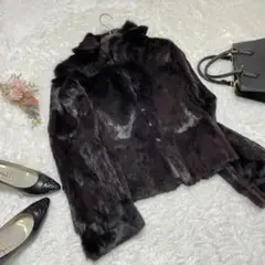 Y2279*最高級☆リバーシブル☆レザー☆ファーコート☆茶ブラウン