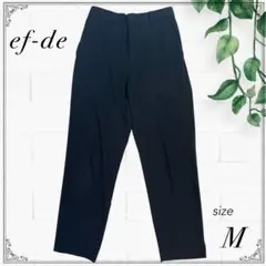 美品 エフデ 黒パンツ M ウエストゴム入り ストレッチ素材 通勤 キレイめ