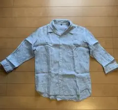 無印良品 七分袖リネン洗いざらしシャツ 麻 ④