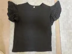 ブラックフリル袖Tシャツ 140