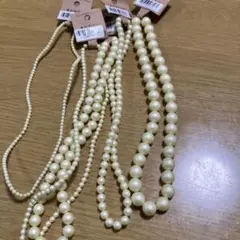 クリームイエロー色のパールビーズ 5本セット