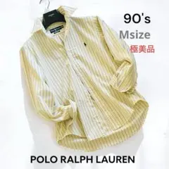 ✨90年代 ラルフローレン 長袖 ボタンダウン ストライプ シャツ　Mサイズ