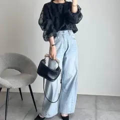 ドットシアーバルーンスリープブラウス