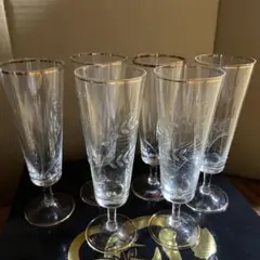 BOHEMIA GLASS チェコ製 エッチングデザイン グラス 6個セット
