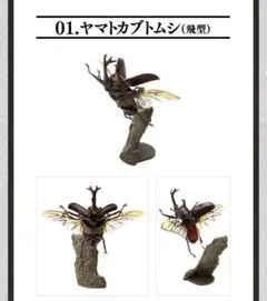 いきもの大図鑑ミニコレクション 昆虫01　ヤマトカブトムシ(飛型)、(歩行)