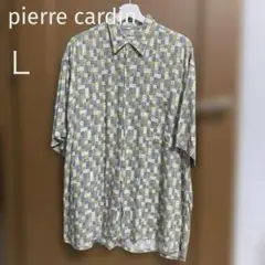 90s pierre cardin 幾何学模様 レーヨン半袖シャツ L マルチ