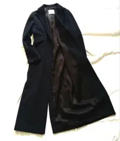 極美品 チノ チェスターコート キュプラ カシミヤ100% M 日本製 ネイビー
