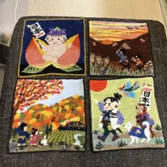 刺繍デザインのハンカチセット　桃太郎ほか