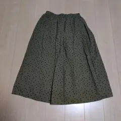 voyAGES オリーブグリーン ドット柄 フレアスカート