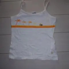 op ホワイト ヤシの木刺繍 キャミソール