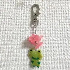ビーズのバッグチャーム　「無事カエル」