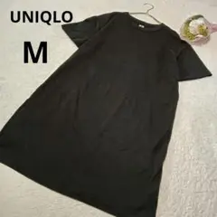 UNIQLO ユニクロ 半袖チュニック 黒 無地 綿 シンプル トップス/M