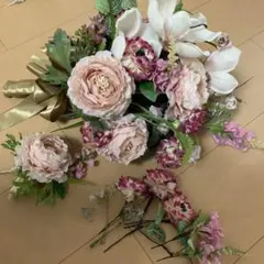 ウェディング ブーケ ブートニア ヘッドドレス セット