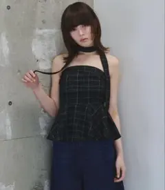 haek check bear tops/チェックベアトップス